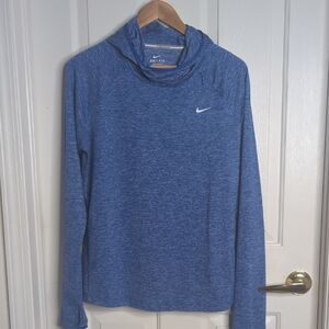 Nike Blue Heather Dri-FIT Hooded Performance Top